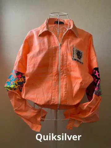 퀵실버 지퍼 블루종 점퍼 남성용 오렌지 80~90s