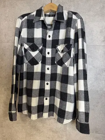 LEE 리 긴팔 블록 체크 플란넬 셔츠 [ L ] 화이트 x 블랙