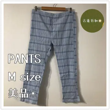 [ 새상품급 ] vintage 체크 팬츠 플리츠 가공 블루