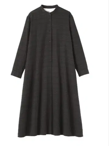 무인양품 양면 기모 플란넬 스탠드 카라 긴팔 원피스 C 그레이 체크 XL