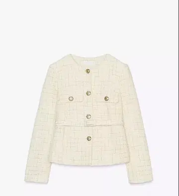 미사용 새상품 ZARA 벨트 포함 스트럭처 트위드 블레이저 XS