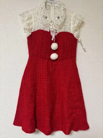 BayBClub 빨간색 레이스 옷깃 산타 드레스