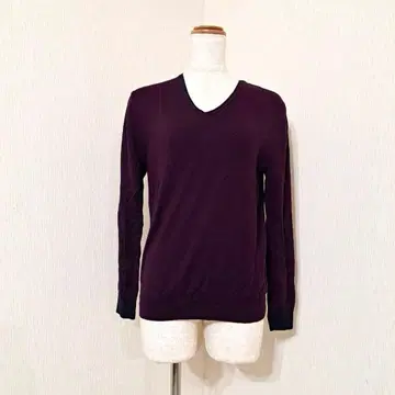 폴스미스 긴팔 V넥 울 니트 퍼플 계열 양모 100% [ L ]