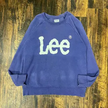 구제 아메카지 래글런 슬리브 Lee 퍼플 로고 프린트 맨투맨 M