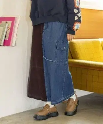 니코앤드 리메이크풍 콤비 스커트 L