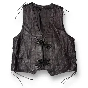 유로 가죽 베스트 다크 브라운 천연 가죽 M 80s 빈티지 아메카지