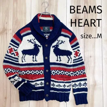 하자품 ] BEAMS 빔즈 코위찬 니트 가디건 루돌프 무늬