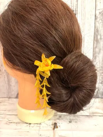 비녀 사탕색 꽃 헤어콤 기모노 성인식 결혼식