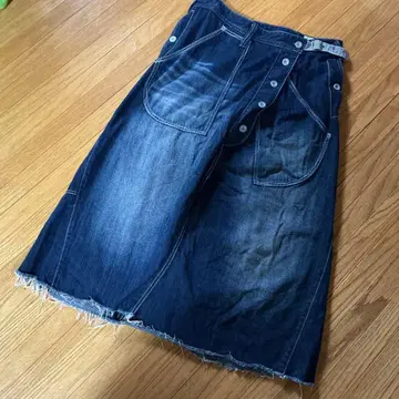 라임 잉크 데님 롱 스커트 L