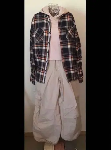 핑크 후드 트레이닝복 카고 팬츠 L 사이즈