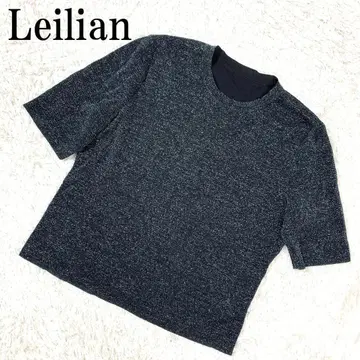 Leilian 레리안 반팔 라메 니트 블루 블랙 11 B793