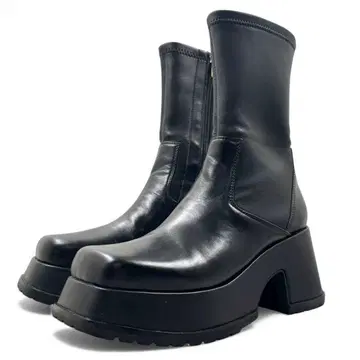 [ 새상품급 ] MANA 사이드 지퍼 부츠 35 통굽 블랙 스퀘어토