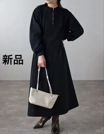 미사용 새상품 ap retro 블랙 롱 원피스 긴팔 지퍼 포함