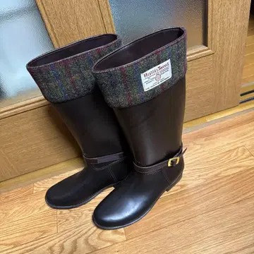 Harris Tweed 레인부츠 LL 롱 부츠 새상품