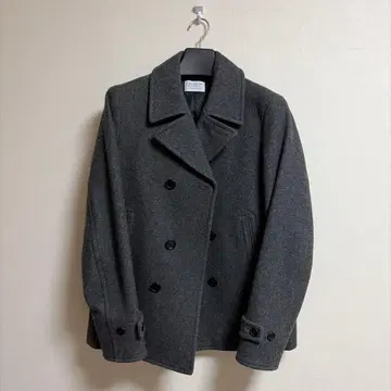 그레이 더블 버튼 피 코트