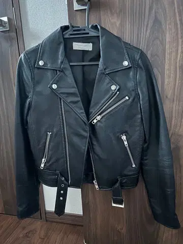 블랙 돈피 가죽 자켓 S