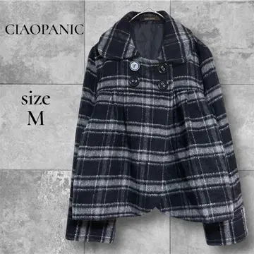 새상품급 차오패닉 체크 더블 버튼 코트 M 숏 기장 캐주얼
