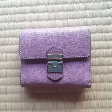 FURLA 핑크 보라색 가죽 접이식 지갑