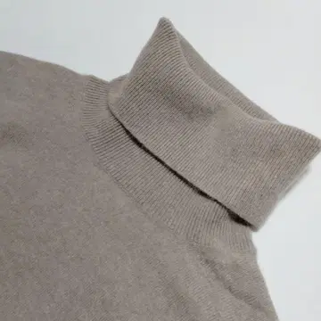 XS 캐시미어 100% 워셔블 터틀넥 스웨터 베이지