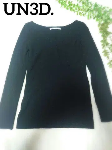 UN3D. 블랙 긴팔 상의 티셔츠 니트 핏 슬림 F
