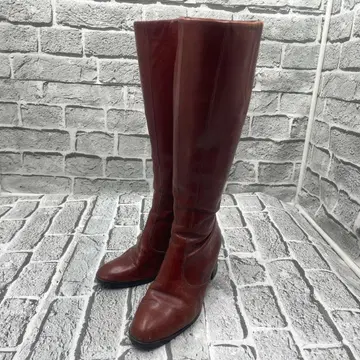 긴자 요시노야 롱 부츠 사이드 지퍼 가죽 브라운 여성용 23cm