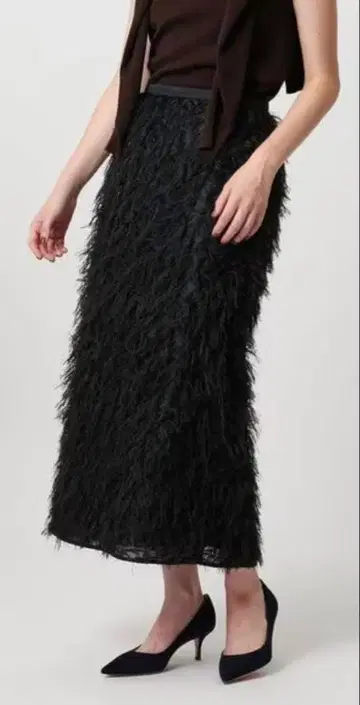 [ united arrows ] 헤어리 라메 컷 자카드 타이트 스커트