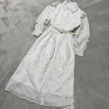 원피스 레이스 셔츠 화이트 흰색 한국 긴팔 벨트 드레스 파티