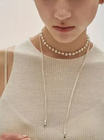 todayful 펄 리본 초커 에크루