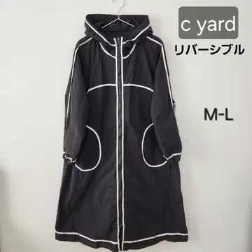 C 야드 레인코트 후드 부착 리버서블 코트 블랙