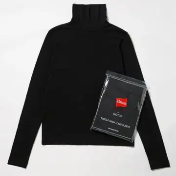 Hanes for BIOTOP 별주 코튼 터틀넥 풀오버 블랙
