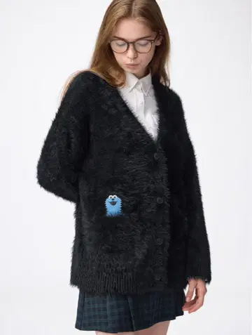 퍼펫 스 오버 사이즈 가디건 블랙 M 사이즈 GU