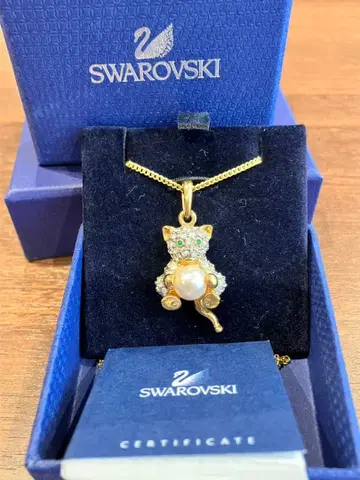 SWAROVSKI 스와로브스키 목걸이 탑 고양이 럭셔리