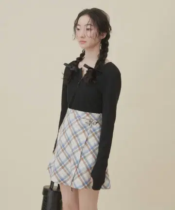 새상품급 GIUNON 지우논 롱 슬리브 리브 상의 블랙 사이즈 1