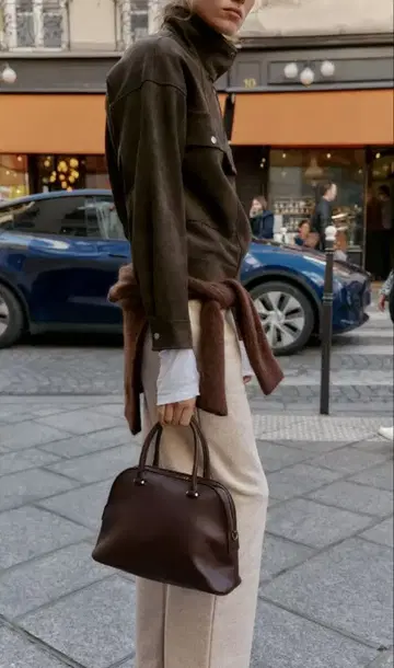 ZARA 더블 핸들 시티 백 보르도