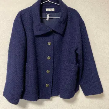 Aya 코튼 테일러드 자켓 네이비 숏 기장