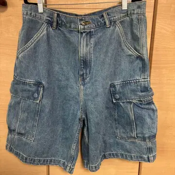 택 포함 새상품 DRIVESTRAIGHT 데님 블루 카고 숏팬츠 XL