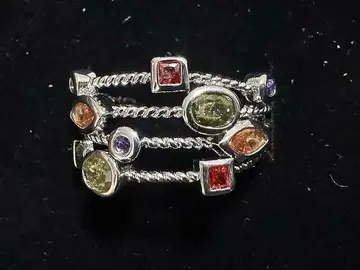 실버 925 컬러풀 스톤 반지