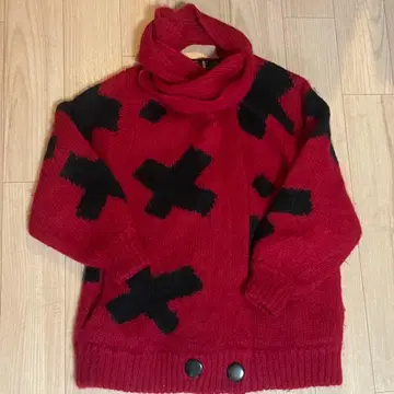 머플러 포함 가운 스웨터 가디건 구제 의류 빈티지 PGE 빨간색