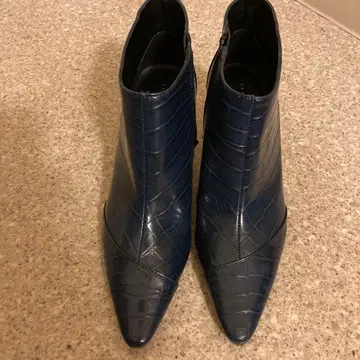 네이비 크로커다일 부츠 스틸레토 새상품급