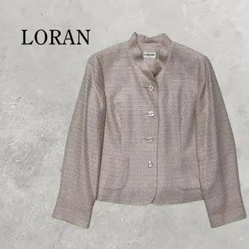 LORAN 스탠드 카라 자켓 베이지 계열 트위드 조 고급 숏 기장