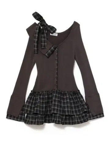 BUBBLES 체크 리본 원숄 원피스