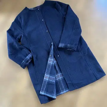 여성용 노카라 코트 다크 네이비