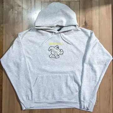 90s 미쉐린 캐릭터 후드 부착 후드티 그레이