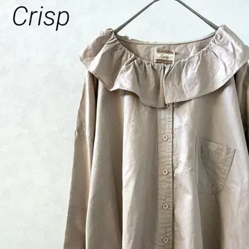 Crisp 셔츠 블라우스 긴팔 카라 부착 프릴 가슴 포켓 루즈핏