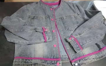 데님 자켓 핑크 트림