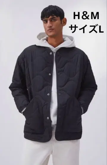 인기 H&M 남성용 파이핑 퀼팅 자켓 블랙 L