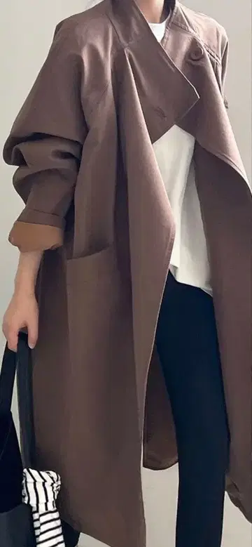 오버 사이즈 트렌치코트 브라운 네이비