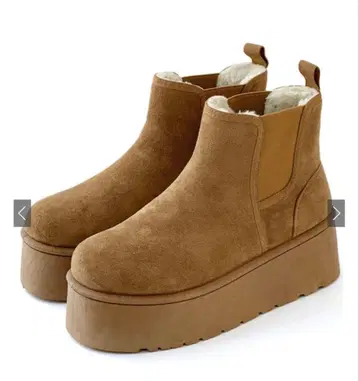 [ 새상품 ] 그레일 통굽 무스탕 사이드 고어 숏부츠 M 사이즈 카멜