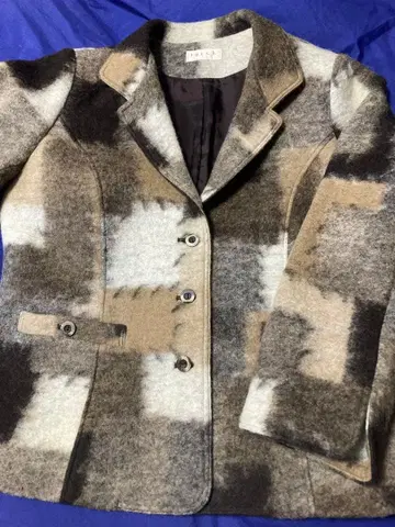 [ 독일제 원단 사용 ] 패치워크 패턴 울 자켓 숏코트 L