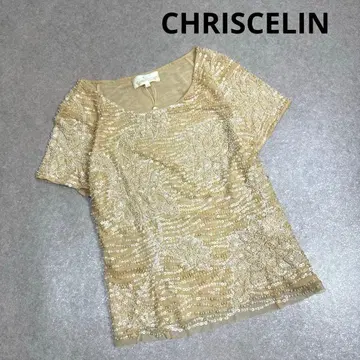 CHRISCELIN 크리스세린 비즈 스팽글 반팔 티셔츠